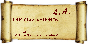 Löfler Arikán névjegykártya
